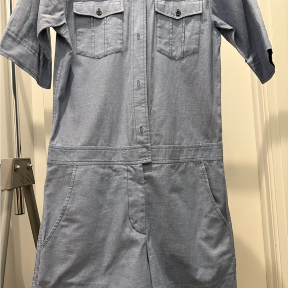 Light Blue Button-Up Romper - Picture 6 of 7